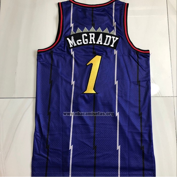 Camiseta Toronto Raptors Tracy Mcgrady NO 1 Mitchell & Ness 1998-99 Violeta